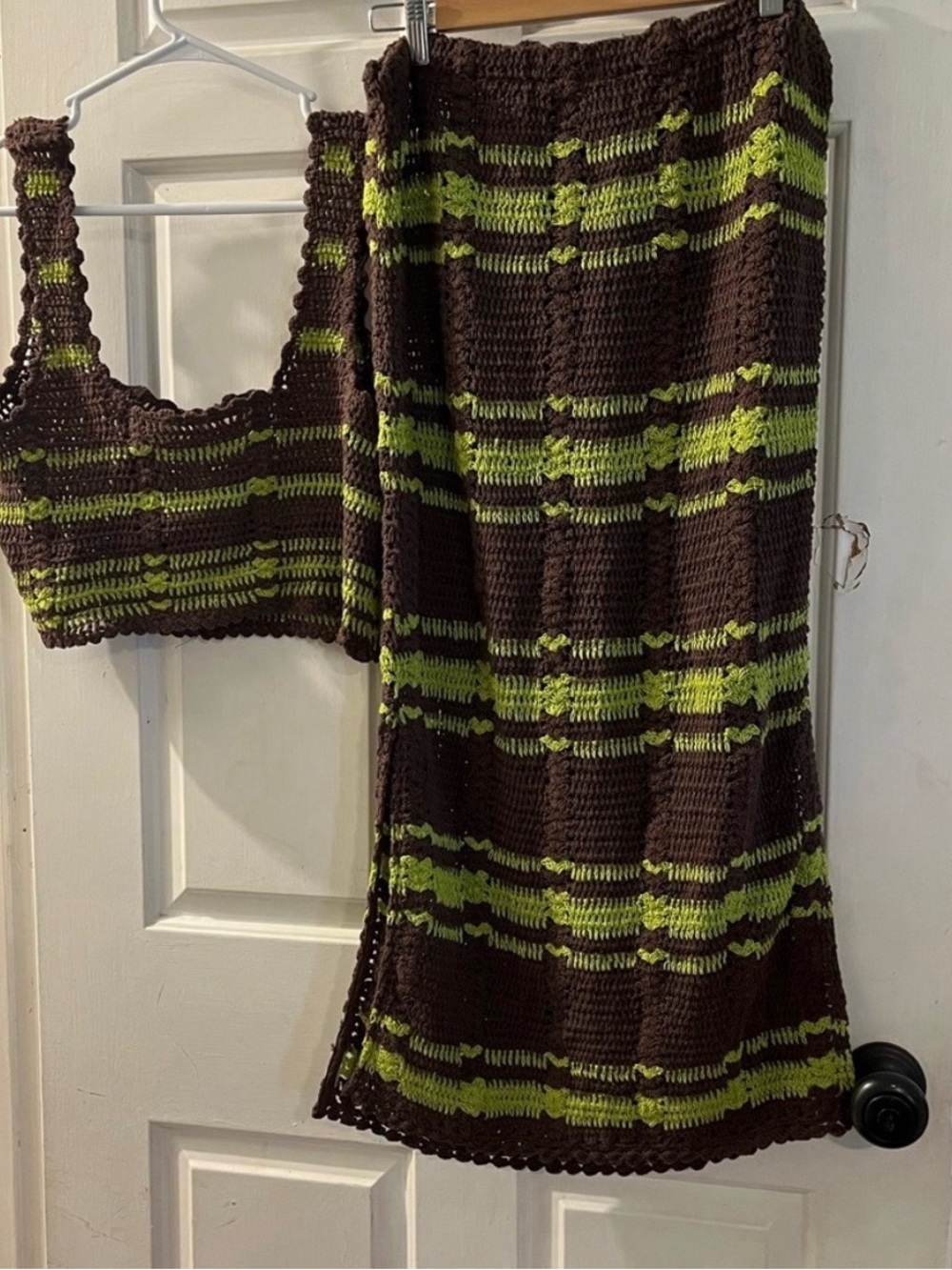 Free People Brown and Green Crochet Maxi Skirt Set - Picture 2 of 2
